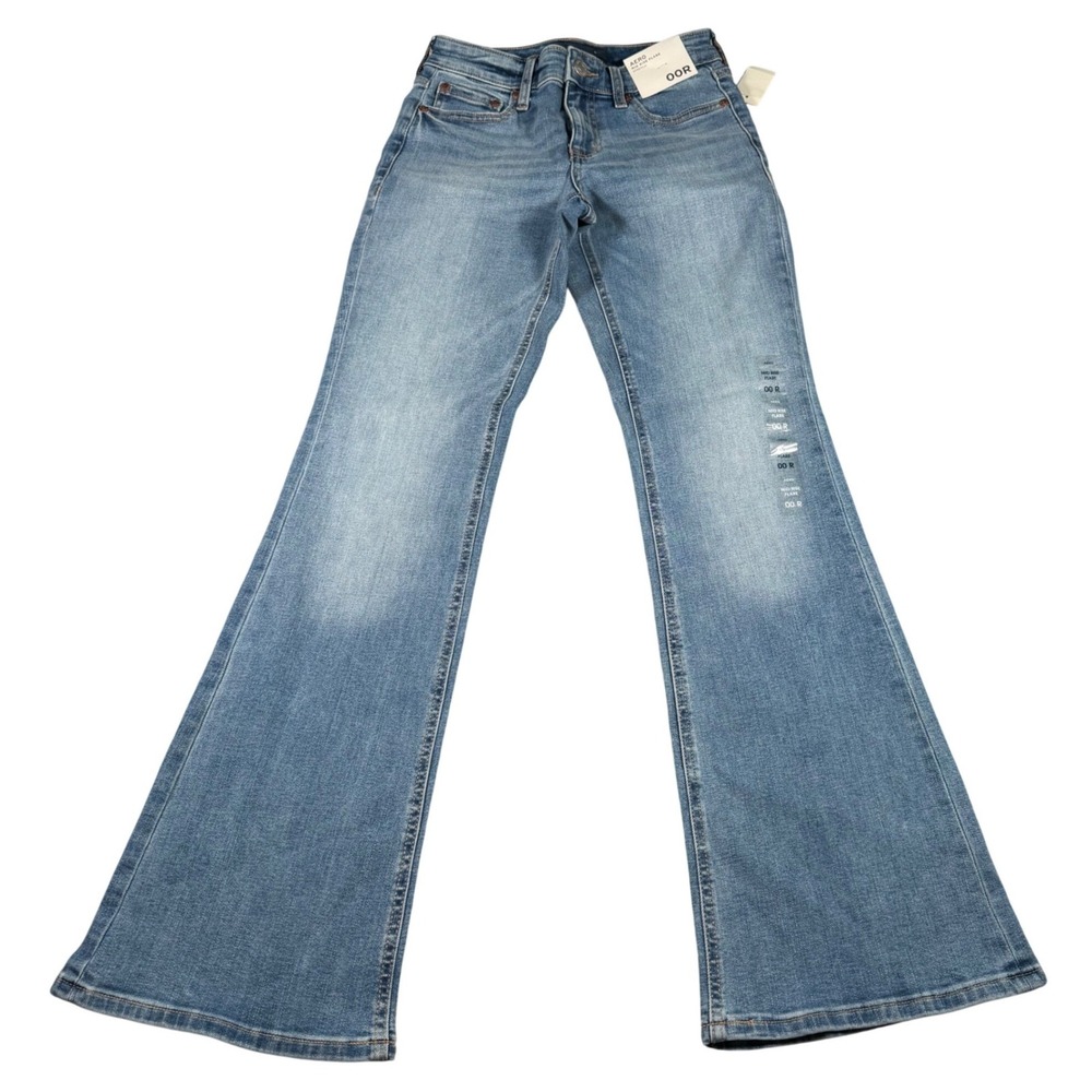 Aeropostale Mid Rise Flare Jeans Women 00R (FITS 26x31) Blue Stretch Denim NEW